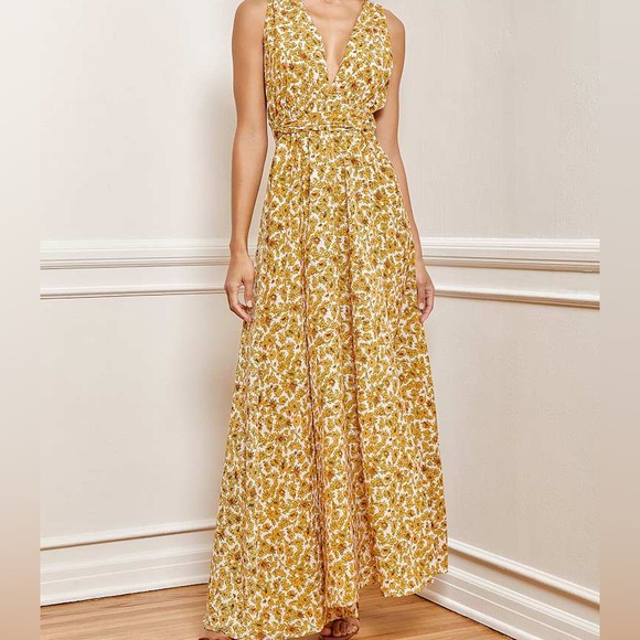 Lulus Dresses & Skirts - NWT Lulu’s These are the Days Mustard Yellow Floral Print Halter Maxi Dress | S